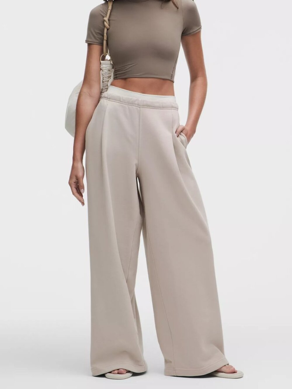 LULU French Terry Mid-Rise Wide-Leg Pant